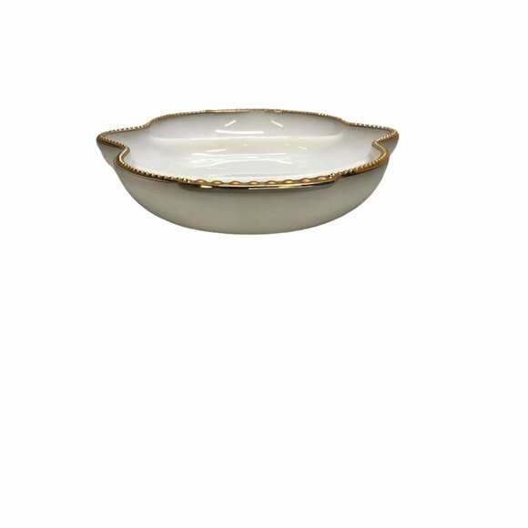 Anchor Hocking Fire King Milk Glass Relish Dish Divided Tray Gold Trim 11"x8" - Picture 3 of 11